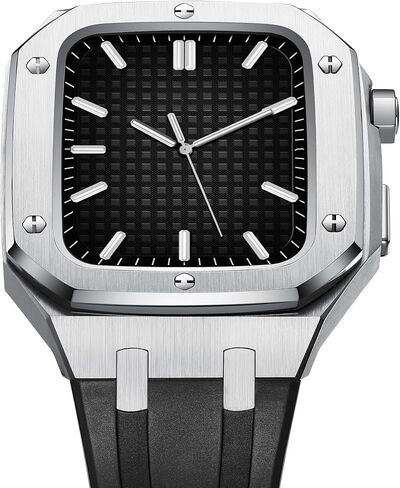 MSLRYGM Luxury Designer Rugged Case with Band Compatible for Band 44mm 45mm, Metal Protective Cover Case Shockproof Bumper with Silicone Strap in Saudi Arabia