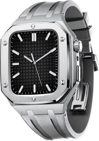 حزام السيليكون Mslrygm مع حالة مصدقة مقاومة للصدمات لحالة الفرقة 45mm 44mm فقط لـ Iwatch Series 7 SE 6 5 4 Men Women Sports Military Band Case Protection in Saudi Arabia