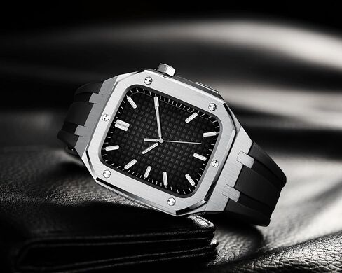 حزام السيليكون Mslrygm مع حالة مصدقة مقاومة للصدمات لحالة الفرقة 45mm 44mm فقط لـ Iwatch Series 7 SE 6 5 4 Men Women Sports Military Band Case Protection in Saudi Arabia