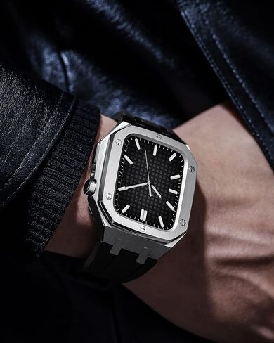 حزام السيليكون Mslrygm مع حالة مصدقة مقاومة للصدمات لحالة الفرقة 45mm 44mm فقط لـ Iwatch Series 7 SE 6 5 4 Men Women Sports Military Band Case Protection in Saudi Arabia