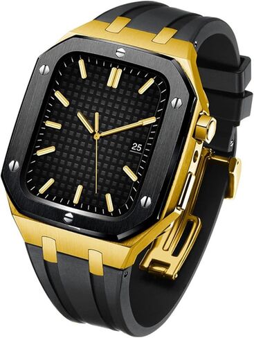 MSLRYGM Strap For Band 44mm 45mm Modification Kit Metal Case+Rubber Silicone Bracelet For iWatch 42MM SE 7 6 5 4 in Saudi Arabia
