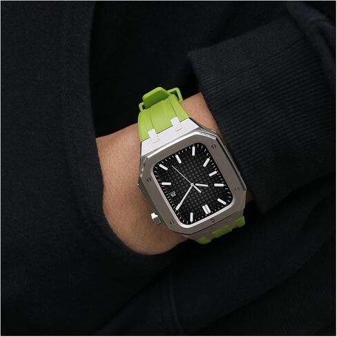 MSLRYGM Strap For Band 44mm 45mm Modification Kit Metal Case+Rubber Silicone Bracelet For iWatch 42MM SE 7 6 5 4 in Saudi Arabia