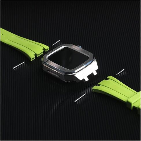 MSLRYGM Strap For Band 44mm 45mm Modification Kit Metal Case+Rubber Silicone Bracelet For iWatch 42MM SE 7 6 5 4 in Saudi Arabia
