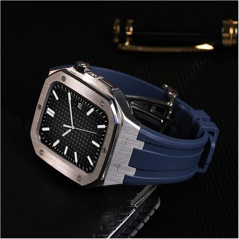 MSLRYGM Strap For Band 44mm 45mm Modification Kit Metal Case+Rubber Silicone Bracelet For iWatch 42MM SE 7 6 5 4 in Saudi Arabia