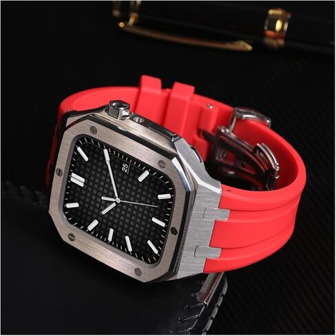 MSLRYGM Strap For Band 44mm 45mm Modification Kit Metal Case+Rubber Silicone Bracelet For iWatch 42MM SE 7 6 5 4 in Saudi Arabia