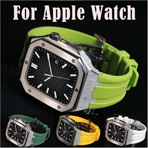 MSLRYGM Strap For Band 44mm 45mm Modification Kit Metal Case+Rubber Silicone Bracelet For iWatch 42MM SE 7 6 5 4 in Saudi Arabia