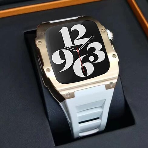 MSLRYGM Lastest Stainless Steel Strap Case for Band 7 45mm Titanium Alloy Case for Iwatch 7 6 5 4 SE 44MM Mod Kit Set in Saudi Arabia
