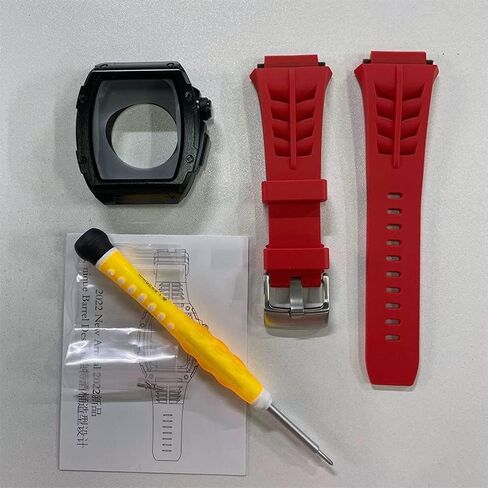 MSLRYGM Luxury case+Strap For band mod kit 7 44mm 45mm Metal Rubber Accessories for iWatch Series 7 6 SE 5 44mm Modification in Saudi Arabia