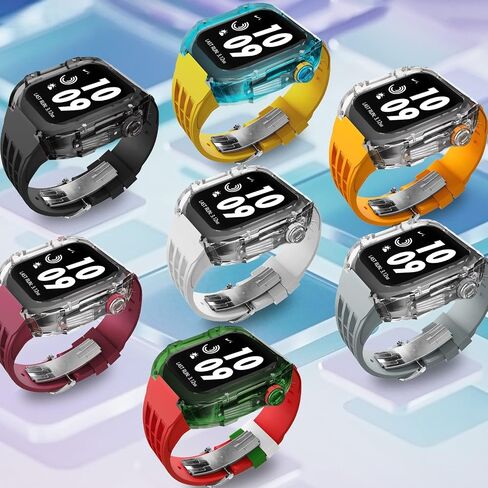 mslrygm 44/45mm حالة مشاهدة الشفافة ， للحالات البلاستيكية شريط السيليكون لمجموعة تعديل حزام سلسلة iWatch in Saudi Arabia