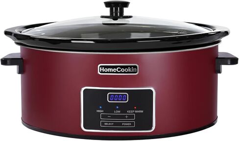 HomeCookin 8 Quart Cooker Slow Programmable ، وأجهزة المطبخ ، والمطبخ المثالي جهاز صغير للعشاء العائلي ، والفولاذ المقاوم للصدأ الأحمر in Kuwait