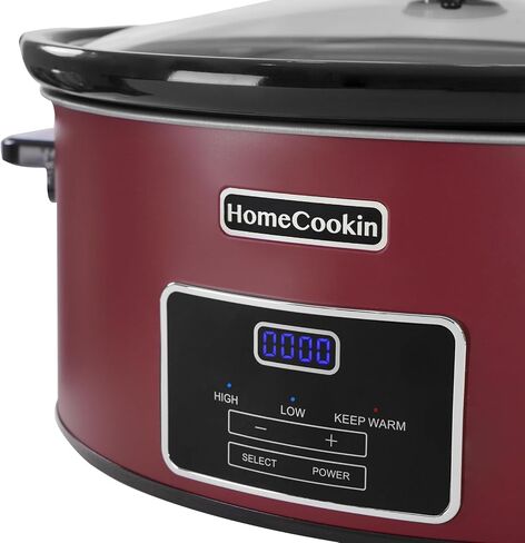 HomeCookin 8 Quart Cooker Slow Programmable ، وأجهزة المطبخ ، والمطبخ المثالي جهاز صغير للعشاء العائلي ، والفولاذ المقاوم للصدأ الأحمر in Kuwait