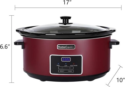 HomeCookin 8 Quart Cooker Slow Programmable ، وأجهزة المطبخ ، والمطبخ المثالي جهاز صغير للعشاء العائلي ، والفولاذ المقاوم للصدأ الأحمر in Kuwait
