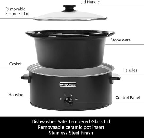 HomeCookin 8 Quart Cooker Slow Programmable ، وأجهزة المطبخ ، والمطبخ المثالي جهاز صغير للعشاء العائلي ، والفولاذ المقاوم للصدأ الأحمر in Kuwait