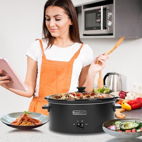 HomeCookin 8 Quart Cooker Slow Programmable ، وأجهزة المطبخ ، والمطبخ المثالي جهاز صغير للعشاء العائلي ، والفولاذ المقاوم للصدأ الأحمر in Kuwait