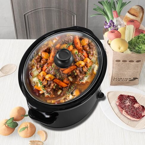 HomeCookin 8 Quart Cooker Slow Programmable ، وأجهزة المطبخ ، والمطبخ المثالي جهاز صغير للعشاء العائلي ، والفولاذ المقاوم للصدأ الأحمر in Kuwait