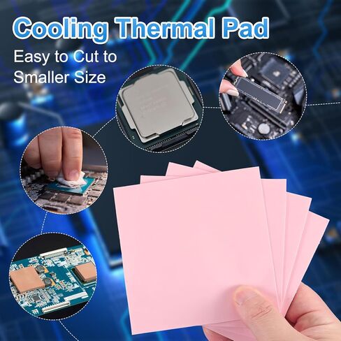 PATIKIL THERMAL PADS 100X100X2MM ، 6 حزمة من وسادة تبريد السيليكون ل CPU GPU IC PCIE M.2 2280 SSD NVME THEADINK ، PINK in Kuwait