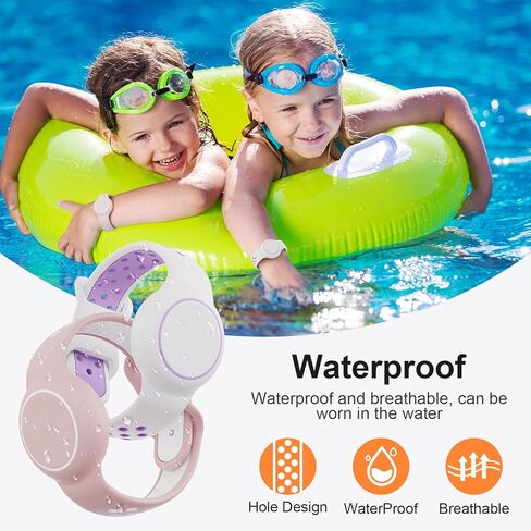 Waterproof Bracelet Compatible with AirTag for Kids (2 Pack), Protective Case GPS Tracker Holder for Child with Full Coverage Hidden Design, Soft Silicone Anti-Lost Wristband Cover for Toddler BBBY in Saudi Arabia