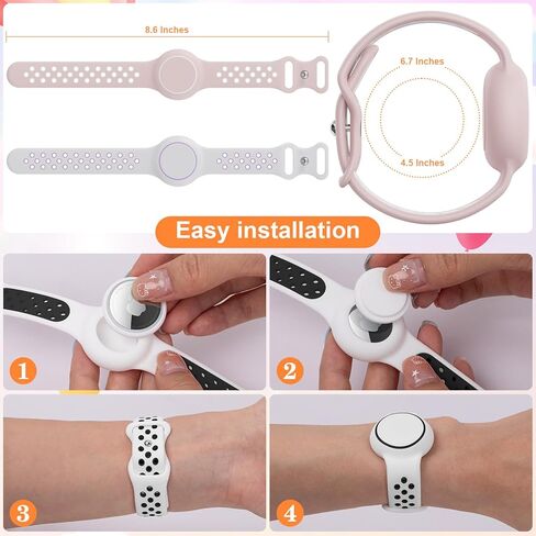 Waterproof Bracelet Compatible with AirTag for Kids (2 Pack), Protective Case GPS Tracker Holder for Child with Full Coverage Hidden Design, Soft Silicone Anti-Lost Wristband Cover for Toddler BBBY in Saudi Arabia