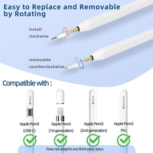 Replacement Tips for Apple Pencil Pro/ 2nd Gen/ 1st Gen/USB C, Upgraded Reboundable Apple Pencil Tips with Case 6 Pack Precise Wear-Resisting ipad Pen Nibs for Painting Work Study in Saudi Arabia
