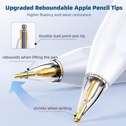 Replacement Tips for Apple Pencil Pro/ 2nd Gen/ 1st Gen/USB C, Upgraded Reboundable Apple Pencil Tips with Case 6 Pack Precise Wear-Resisting ipad Pen Nibs for Painting Work Study in Saudi Arabia