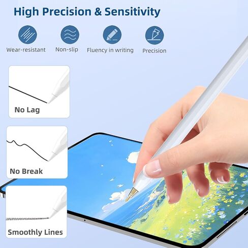 Replacement Tips for Apple Pencil Pro/ 2nd Gen/ 1st Gen/USB C, Upgraded Reboundable Apple Pencil Tips with Case 6 Pack Precise Wear-Resisting ipad Pen Nibs for Painting Work Study in Saudi Arabia