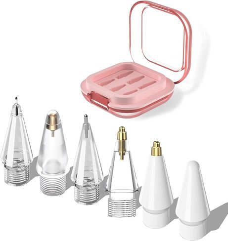 Replacement Tips for Apple Pencil Pro/ 2nd Gen/ 1st Gen/USB C, Upgraded Reboundable Apple Pencil Tips with Case 6 Pack Precise Wear-Resisting ipad Pen Nibs for Painting Work Study in Saudi Arabia
