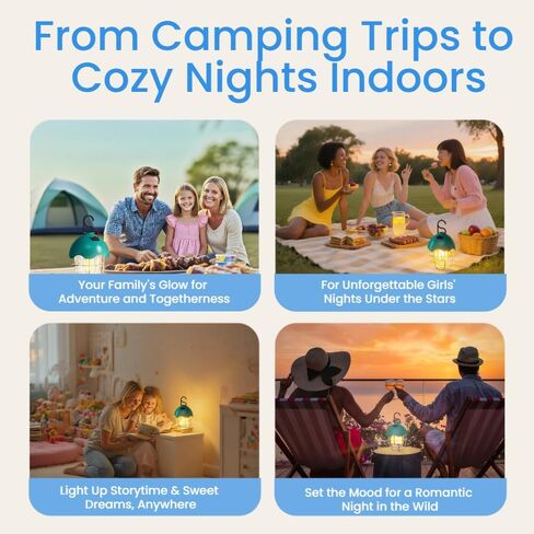 Homy Camping Lantern قابلة لإعادة الشحن مع أوضاع ألوان بدون خطوة و 3 ألوان ، IPX4 مقاومة للمياه ، ضوء معلق LED محمول لضوء الخيمة للتخييم ، المشي لمسافات طويلة ، النزهة ، ضوء الليل in Kuwait