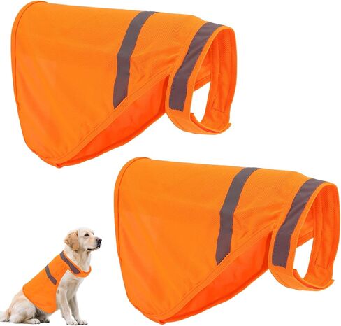 2pcs Dog Hunting Reflective Vests, Medium Size High Visibility Bright Orange Vis Dog Safety Vests Suitable Security Jacket for Outdoor Training Jogging Hunting Activities in Saudi Arabia