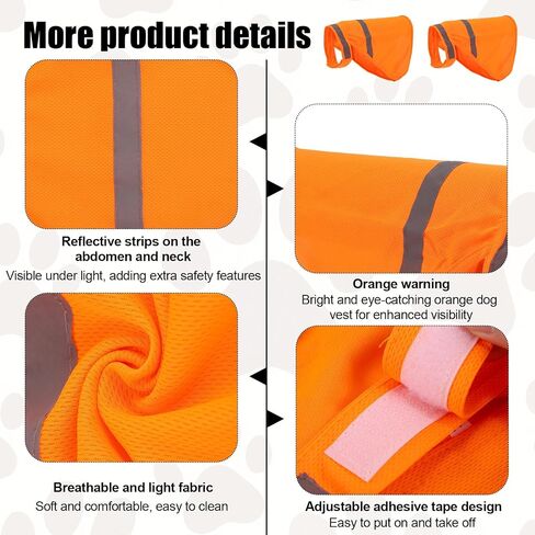 2pcs Dog Hunting Reflective Vests, Medium Size High Visibility Bright Orange Vis Dog Safety Vests Suitable Security Jacket for Outdoor Training Jogging Hunting Activities in Saudi Arabia