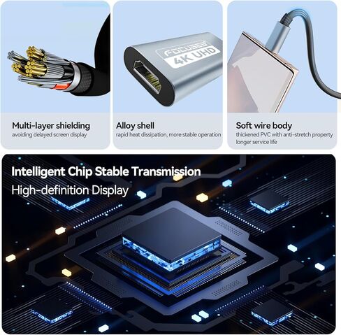 يركز USB C إلى محول HDMI 4K Thunderbolt 3/4 متوافق - وضع DP ALT مطلوب لـ MacBook/Surface/Galaxy in Kuwait