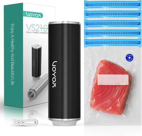 VOYOR Handheld Vacuum Sealer, Portable Vacuum Sealer Kit with Vacuum Bags Cordless Automatic Vacuum Pump for Food Preservation Type-C Charging and Long Lasting Food Vacuum (1 Pump+5 Bags) in Kuwait