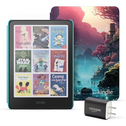 تقديم حزمة Amazon Kindle Colorsoft Kids Essentials بما في ذلك Kindle Colorsoft Kids (16 غيغابايت) - أوقد أول للأطفال بالألوان - نهر الخيال والطاقة in Saudi Arabia