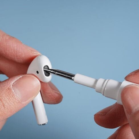 1PC 3 in 1 Multi-Function Cleaning Pen for Airpods with Soft Brush Flocking Sponge for Bluetooth Headset, Charging Box, Mobile Phone, Earbud Earphones Case Cleaning Tools, White in Saudi Arabia