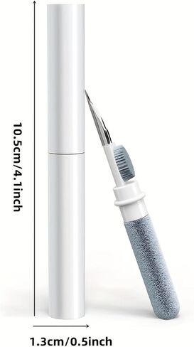 1PC 3 in 1 Multi-Function Cleaning Pen for Airpods with Soft Brush Flocking Sponge for Bluetooth Headset, Charging Box, Mobile Phone, Earbud Earphones Case Cleaning Tools, White in Saudi Arabia