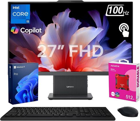 Lenovo IdeaCentre I 2025 Pro Business All-in-One ، Next Gen AI ، 27 "FHD Touchscreen 100Hz ، I5-13420H ، 16GB DDR5 RAM ، 1TB SSD ، WI-FI 6 ، WebCAM ، Wireless KB & M ، Bundle مع ADATA 512GB SSD SSD in Kuwait