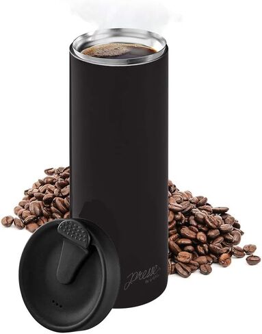 Bobble French Coffee Presse ، أثناء الاستخدام ، المشروب السريع ، التصميم النحيف ، عزل الجدار الثلاثي ، 14 أوقية (أسود) in Kuwait