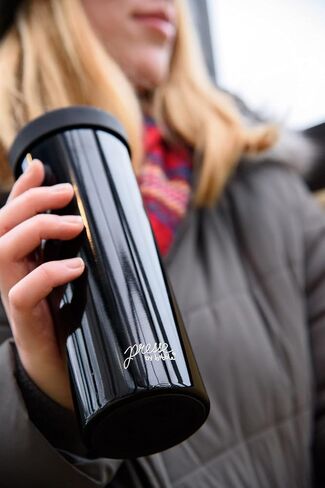Bobble French Coffee Presse ، أثناء الاستخدام ، المشروب السريع ، التصميم النحيف ، عزل الجدار الثلاثي ، 14 أوقية (أسود) in Kuwait