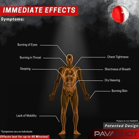 PavaBall - Police Grade Pepper Projectiles, Powerful Non Lethal Self Defense .68 Caliber PAVA & Capsaicin Powder, 10 Count Pepper Balls in Saudi Arabia