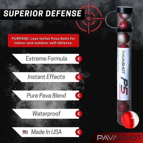 PavaBall - Police Grade Pepper Projectiles, Powerful Non Lethal Self Defense .68 Caliber PAVA & Capsaicin Powder, 10 Count Pepper Balls in Saudi Arabia