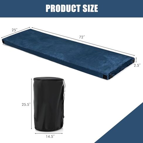 Goplus Memory Foam Camping Mattress, Portable Roll up Sleeping Pad w/Anti-Slip Bottom, Travel Bag, Single/Twin Waterproof Floor Mat, Guest Bed in Kuwait