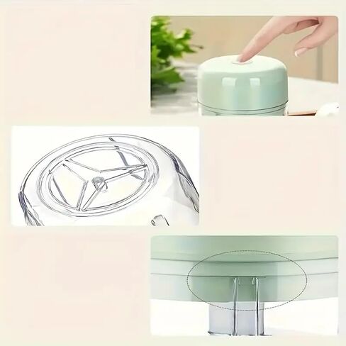 مروحية الثوم الكهربائية 1CUP ، مطحنة لحم المطبخ المحمولة ， MINI USB شحن قطان الطعام اللاسلكية مع 304 من الفولاذ المقاوم للصدأ ، 2 شفرات حادة ، للبصل ، الثوم ، الزنجبيل ، الفلفل الحار ، طعام الأطفال in Kuwait