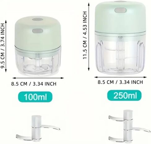 مروحية الثوم الكهربائية 1CUP ، مطحنة لحم المطبخ المحمولة ， MINI USB شحن قطان الطعام اللاسلكية مع 304 من الفولاذ المقاوم للصدأ ، 2 شفرات حادة ، للبصل ، الثوم ، الزنجبيل ، الفلفل الحار ، طعام الأطفال in Kuwait