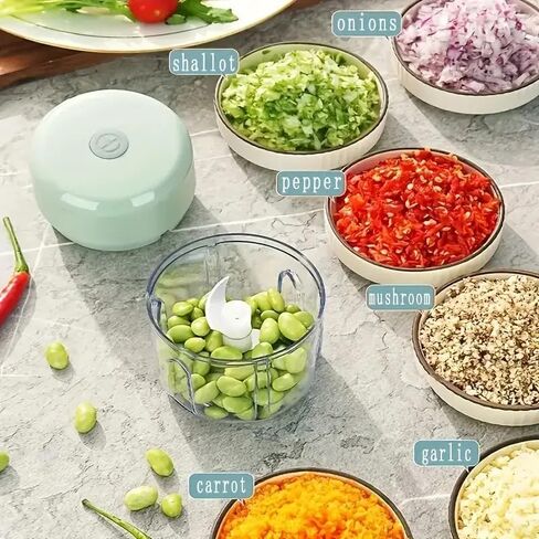 مروحية الثوم الكهربائية 1CUP ، مطحنة لحم المطبخ المحمولة ， MINI USB شحن قطان الطعام اللاسلكية مع 304 من الفولاذ المقاوم للصدأ ، 2 شفرات حادة ، للبصل ، الثوم ، الزنجبيل ، الفلفل الحار ، طعام الأطفال in Kuwait