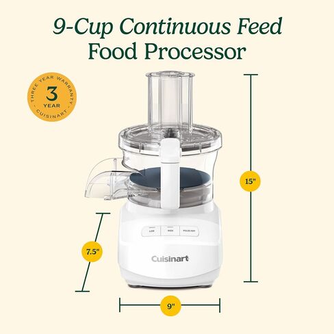 Cuisinart 9-cup معالج الأطعمة المتواصلة مع قرص تمزيق وتقطيع جيد ومتوسط ​​عكسه ، شفرة عالمية ، مرفق للتغذية المستمرة ، وتخزين في البوم (أبيض) (متجدد) in Kuwait