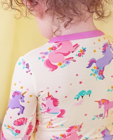 Bamboo Viscose Toddler Girls Kids Pajamas Unicorn Mermaid PJS Long Sleve Fit 12m-8y 2pcs jammies soft in Saudi Arabia