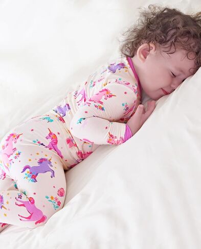 Bamboo Viscose Toddler Girls Kids Pajamas Unicorn Mermaid PJS Long Sleve Fit 12m-8y 2pcs jammies soft in Saudi Arabia