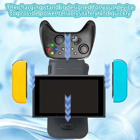 TalaBide New Black Charging Dock Replacement Compatible for Nintendo Switch Joy-Con Pro Controller, Multi-Charger for 4 Switch Joy-Cons and 2 Pro Controllers, with LED Indicators in Kuwait