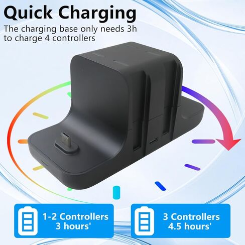 TalaBide New Black Charging Dock Replacement Compatible for Nintendo Switch Joy-Con Pro Controller, Multi-Charger for 4 Switch Joy-Cons and 2 Pro Controllers, with LED Indicators in Kuwait