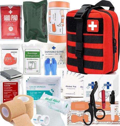 IFAK Kit Trauma Kit Military Medical First Aid Kits Bleeding Contral Emergency Survival Bug Out Bag for Camping Gear Supplies Hiking (Red) in Kuwait