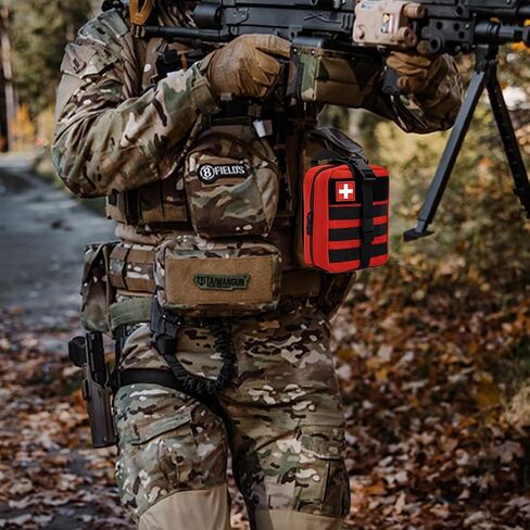 IFAK Kit Trauma Kit Military Medical First Aid Kits Bleeding Contral Emergency Survival Bug Out Bag for Camping Gear Supplies Hiking (Red) in Kuwait